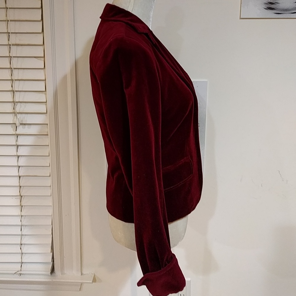 J Crew Dark Red Cotton Velvet Burgundy Blazer - Picture 2 of 8